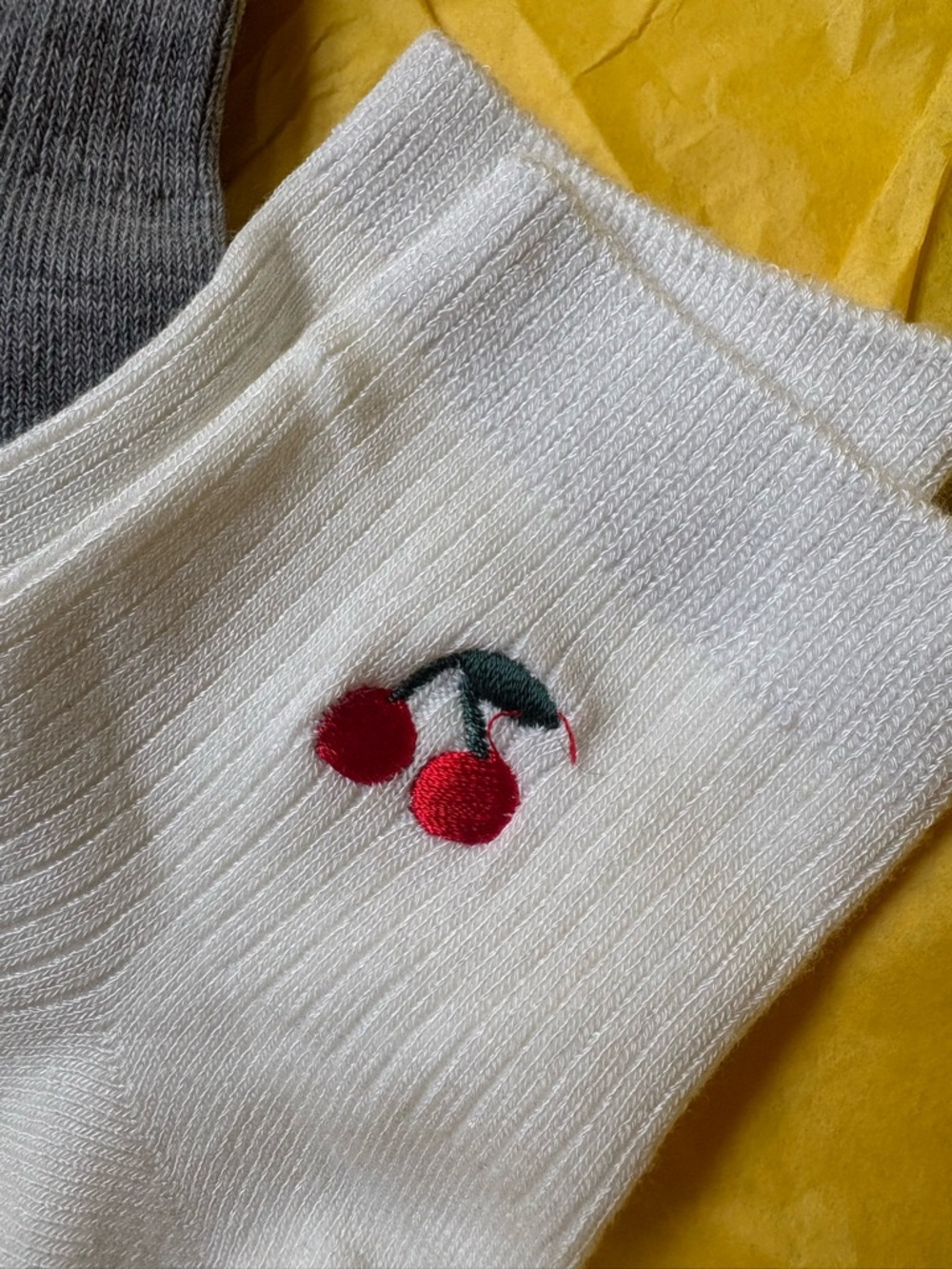 Anthropologie trouser icon cherry strawberry embroidered socks - Picture 3 of 6